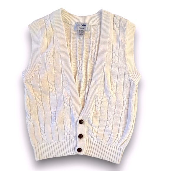 Vintage Jackets & Blazers - VTG Off-White Knit Three Button Sweater Vest | S